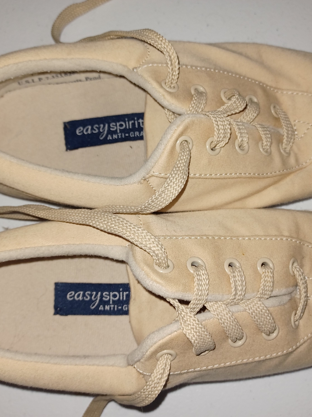 Easy Spirit Cream Canvas Lace-Up Sneakers